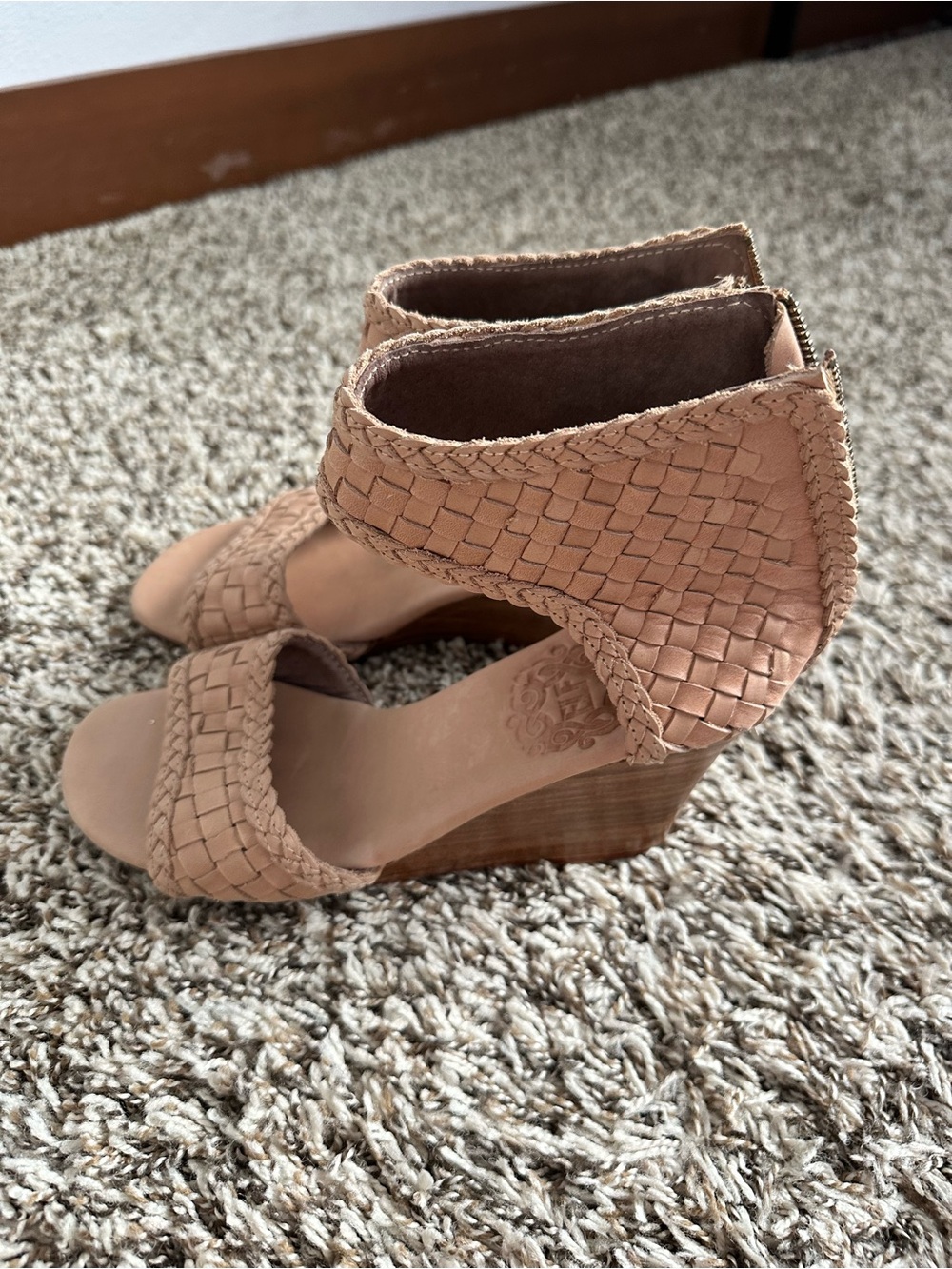 ELF Made by Hand Athena Woven Braided Wedge Sandal Beige Size 7 Boho - Picture 6 of 11